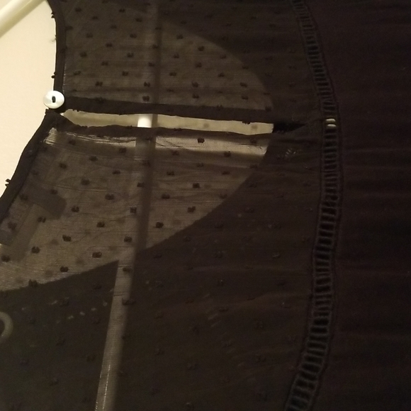 Black Lace Flowy Boho Top with Sheer Shoulders - Picture 8 of 9